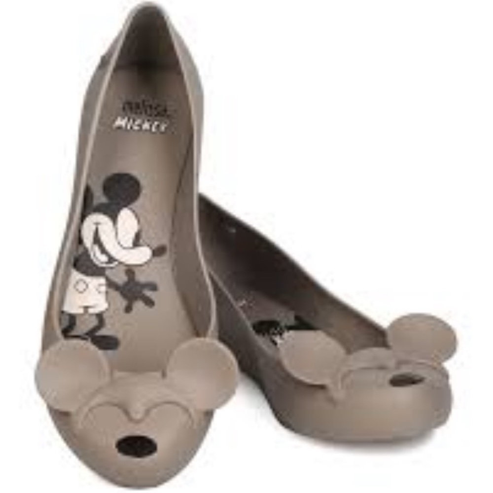 MEL DREAMED BY MELISSA | Matte Gray Mickey Mouse Flat Slip on Shoes